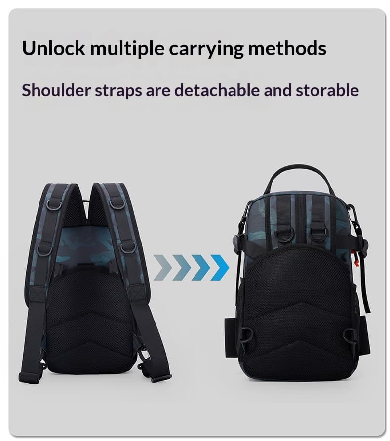 Outdoor Lure Bag New Multi-Functional Single & Double Shoulder Fishing Gear Backpack Camouflage Lightweight Handheld Fishing Equipment Storage Bag - Blue — Blue