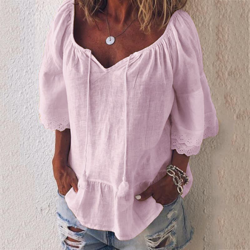 Cotton Linen Shirt — Yellow-L