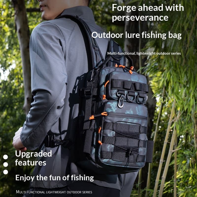 Outdoor Lure Bag New Multi-Functional Single & Double Shoulder Fishing Gear Backpack Camouflage Lightweight Handheld Fishing Equipment Storage Bag - Blue — Blue