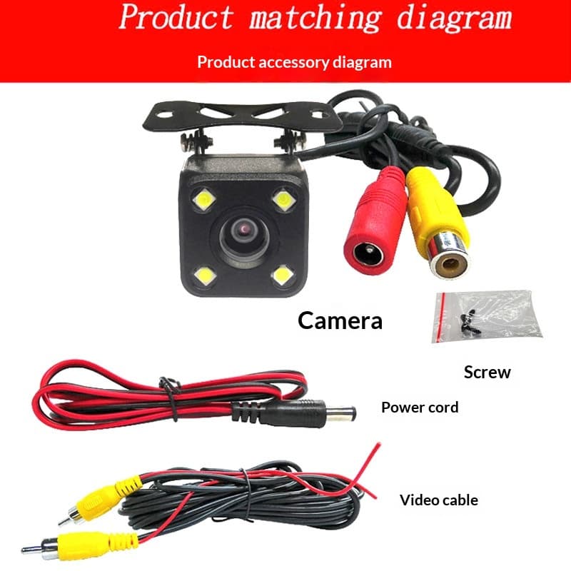 Car Rearview Camera, HD Night Vision CCD, LED 4-Light, Reverse Camera