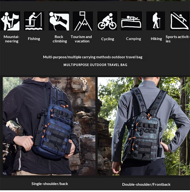 Outdoor Lure Bag New Multi-Functional Single & Double Shoulder Fishing Gear Backpack Camouflage Lightweight Handheld Fishing Equipment Storage Bag - Blue — Blue