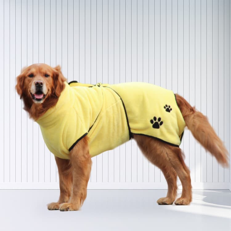 Soft And Absorbent Pet Embroidered Bathrobe Coral Fleece Pajamas — Yellow-2XL