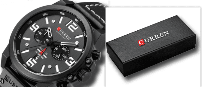 Multi-function chronograph watch — Black and whitebox