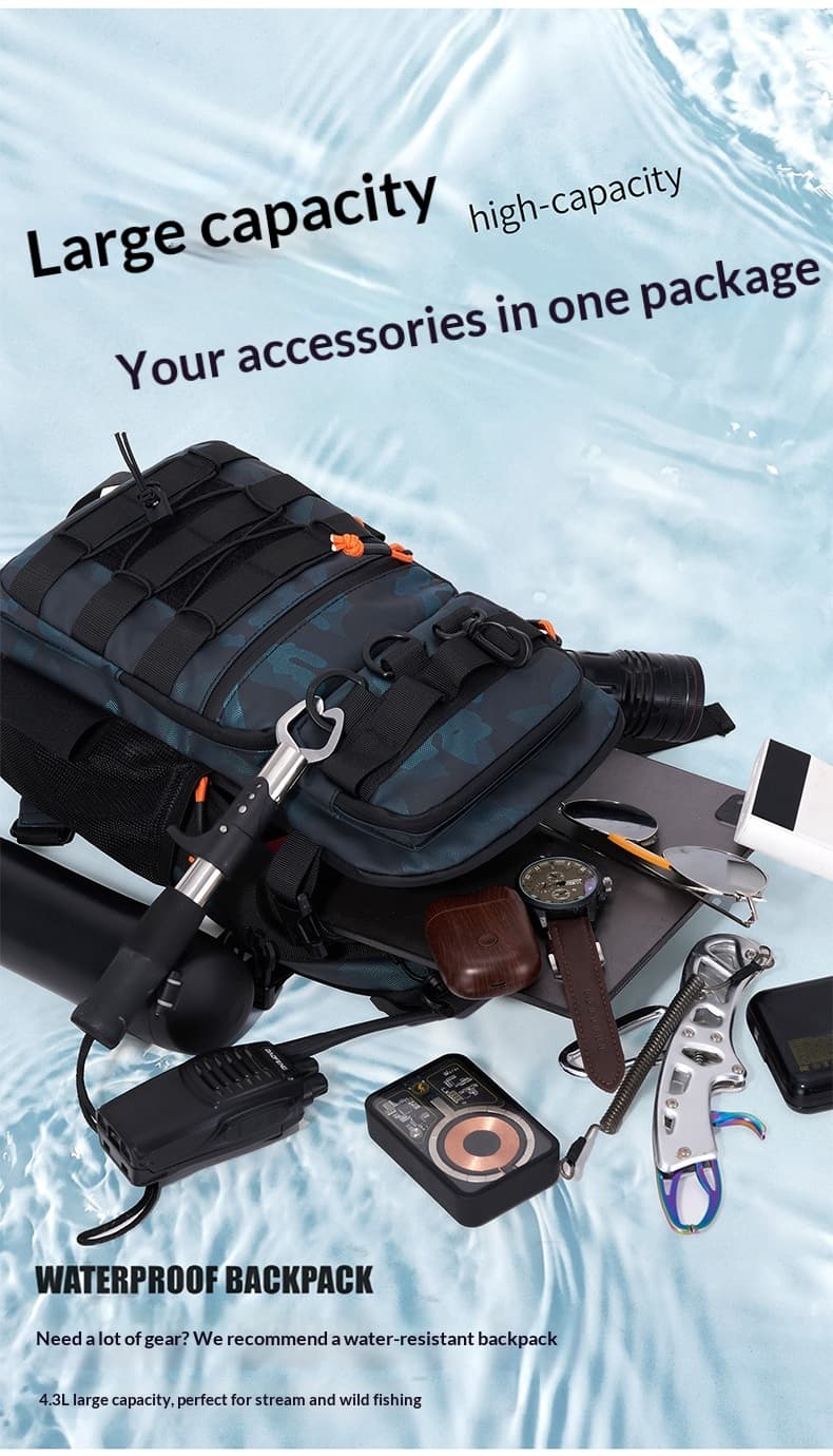 Outdoor Lure Bag New Multi-Functional Single & Double Shoulder Fishing Gear Backpack Camouflage Lightweight Handheld Fishing Equipment Storage Bag - Blue — Blue