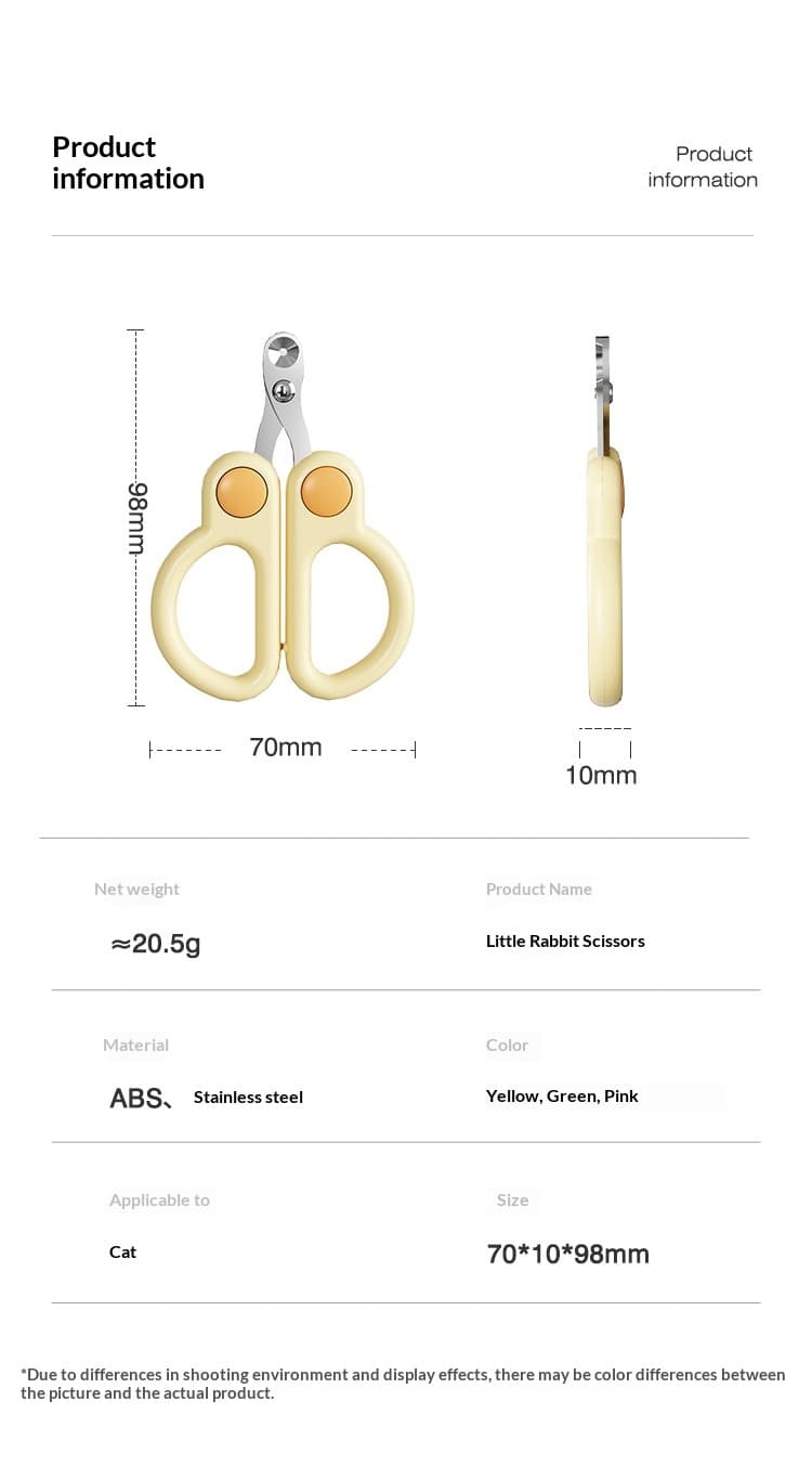 Little Rabbit Blind Cutters Pet Nail Cutters Cat Nail Cutters Anti-Catch Cat Nail Cutters Baby Cat Claw Cutters Anti-Cut Blood Line Round Hole