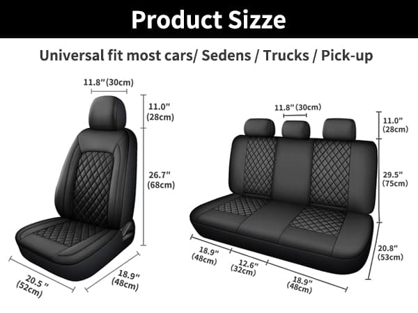 Single Line Diamond Grid PU Leather Car Seat Covers