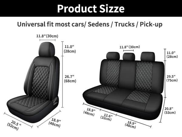 Single Line Diamond Grid PU Leather Car Seat Covers