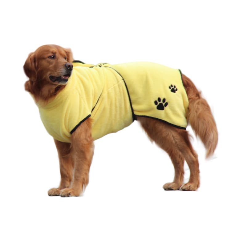 Soft And Absorbent Pet Embroidered Bathrobe Coral Fleece Pajamas — Yellow-2XL