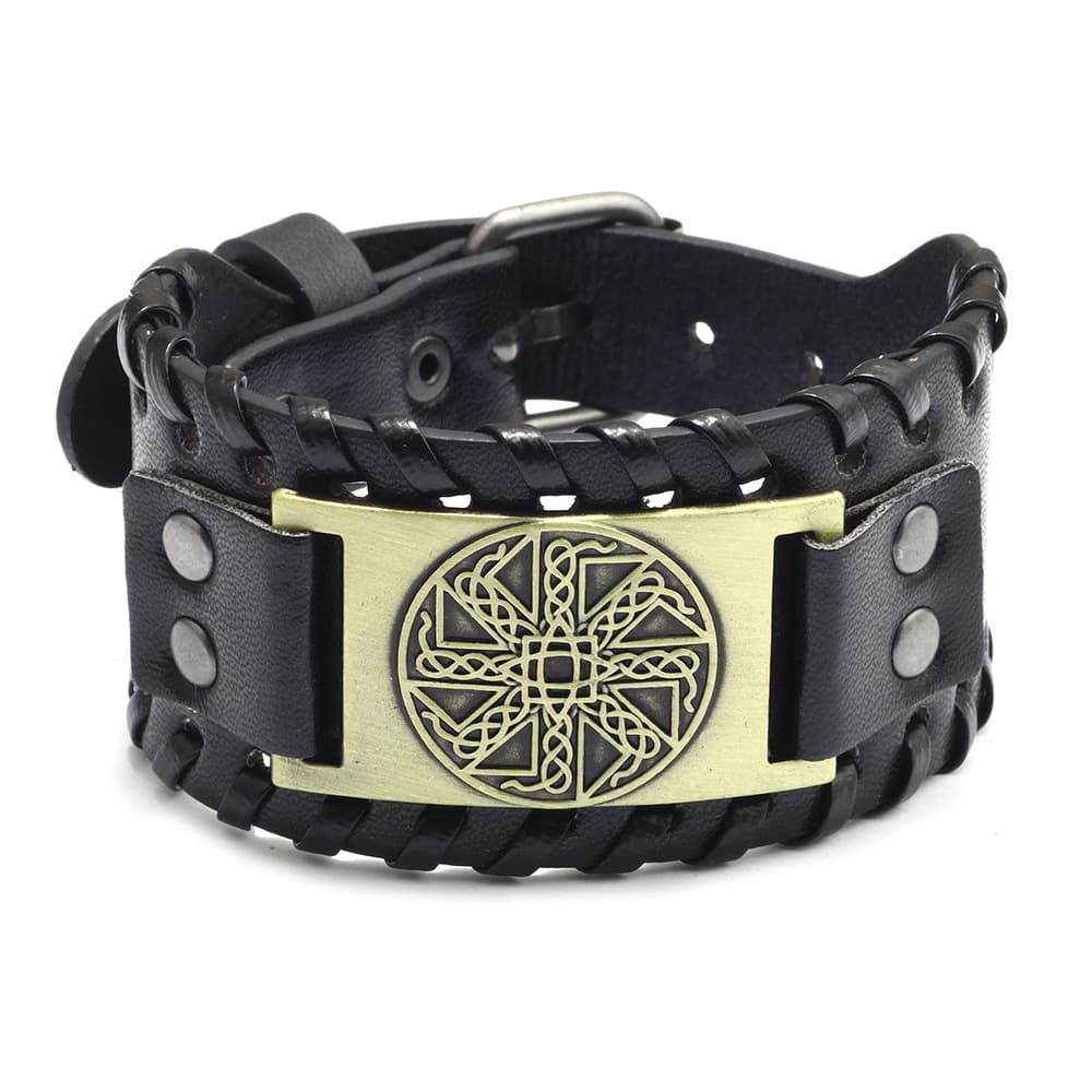 Chino New Irish Knot Amulet Leather Bracelet Russia Cross-border Jewelry Pagan Bracelet Wholesale
