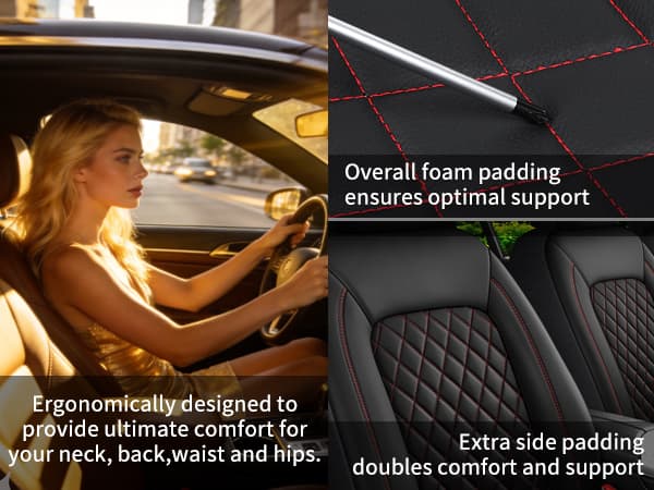 Single Line Diamond Grid PU Leather Car Seat Covers