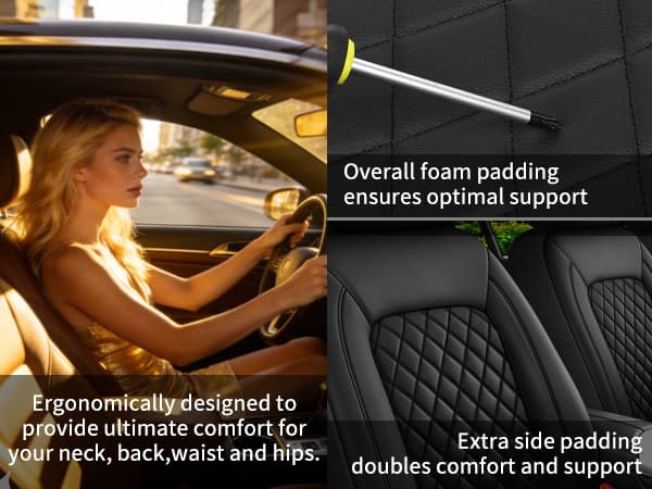 Single Line Diamond Grid PU Leather Car Seat Covers