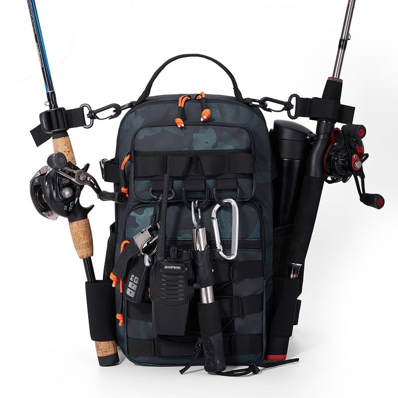 Outdoor Lure Bag New Multi-Functional Single & Double Shoulder Fishing Gear Backpack Camouflage Lightweight Handheld Fishing Equipment Storage Bag - Blue — Blue