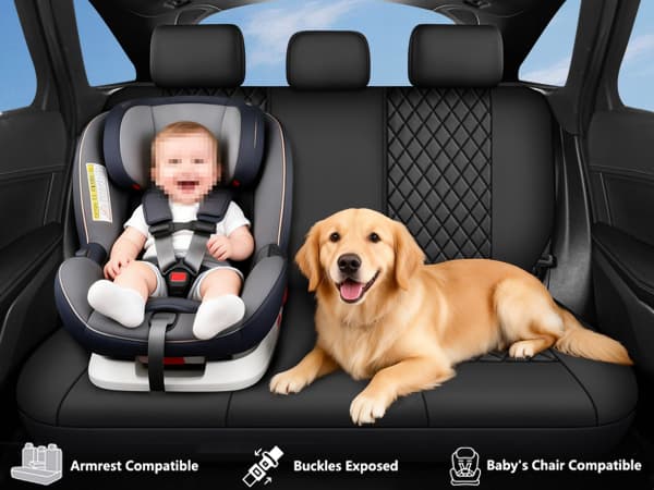 Single Line Diamond Grid PU Leather Car Seat Covers