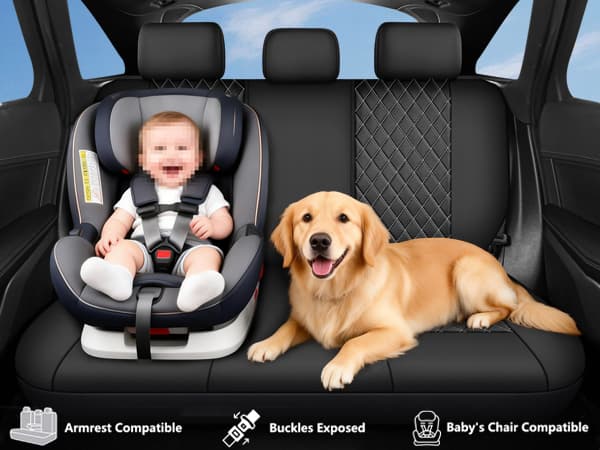 Single Line Diamond Grid PU Leather Car Seat Covers