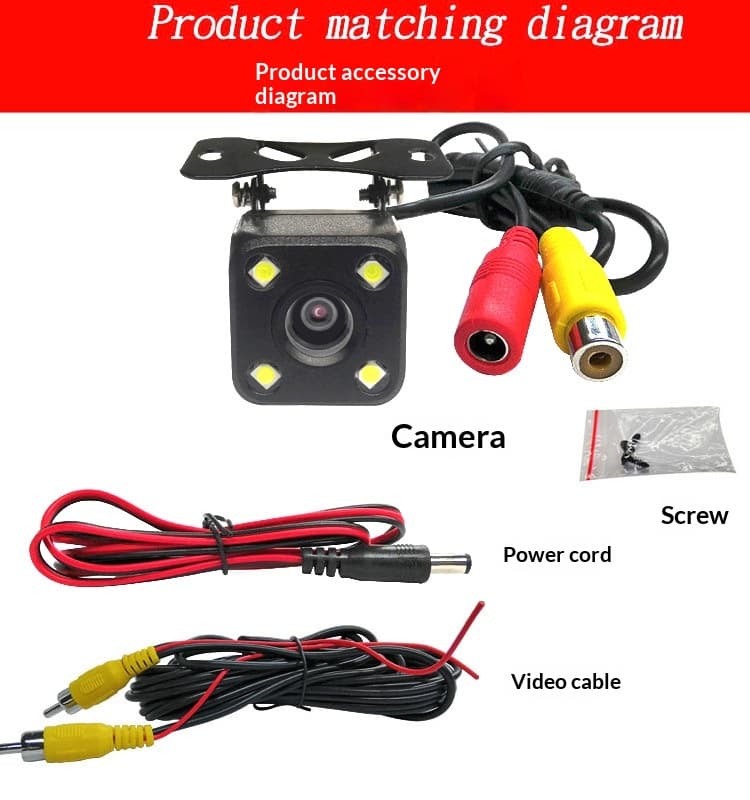 Car Rearview Camera, HD Night Vision CCD, LED 4-Light, Reverse Camera