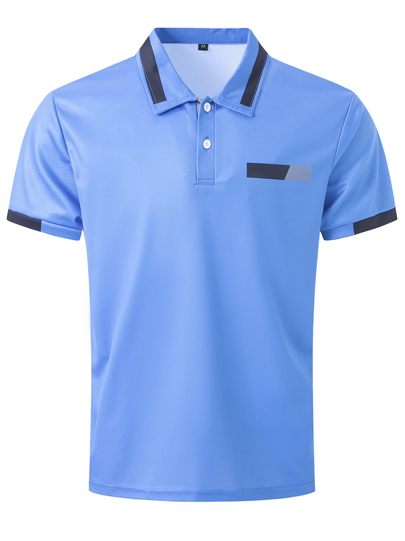 Men's Casual Polo Shirt Chest Faux Pocket Lapel Button Business T-shirt