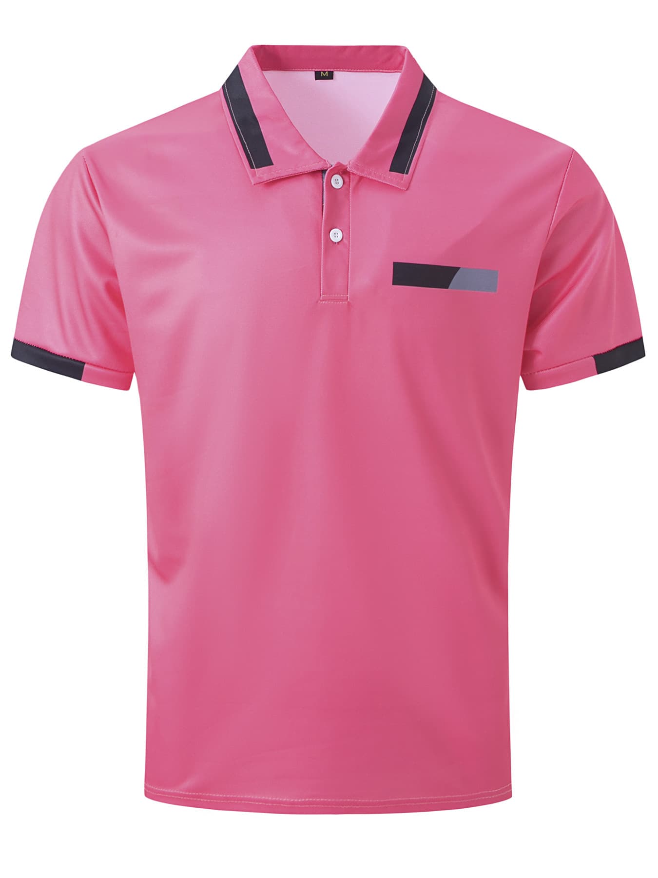 Men's Casual Polo Shirt Chest Faux Pocket Lapel Button Business T-shirt