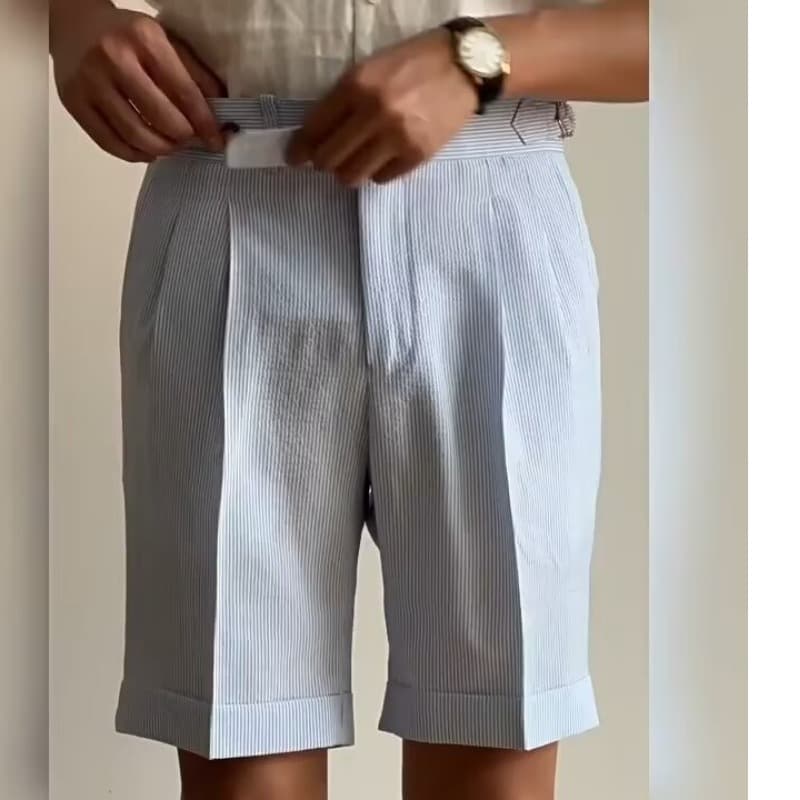 Men's Blue Striped Bubble Chino Trousers