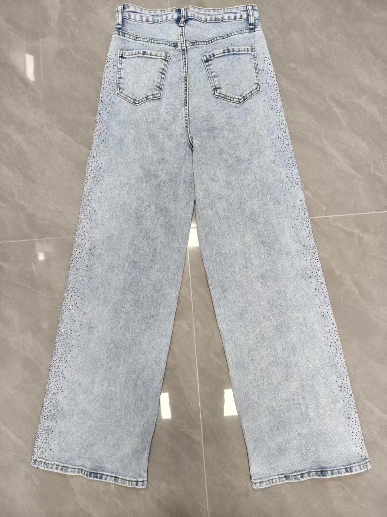 Straight-leg Stretch Studded Jeans For Women