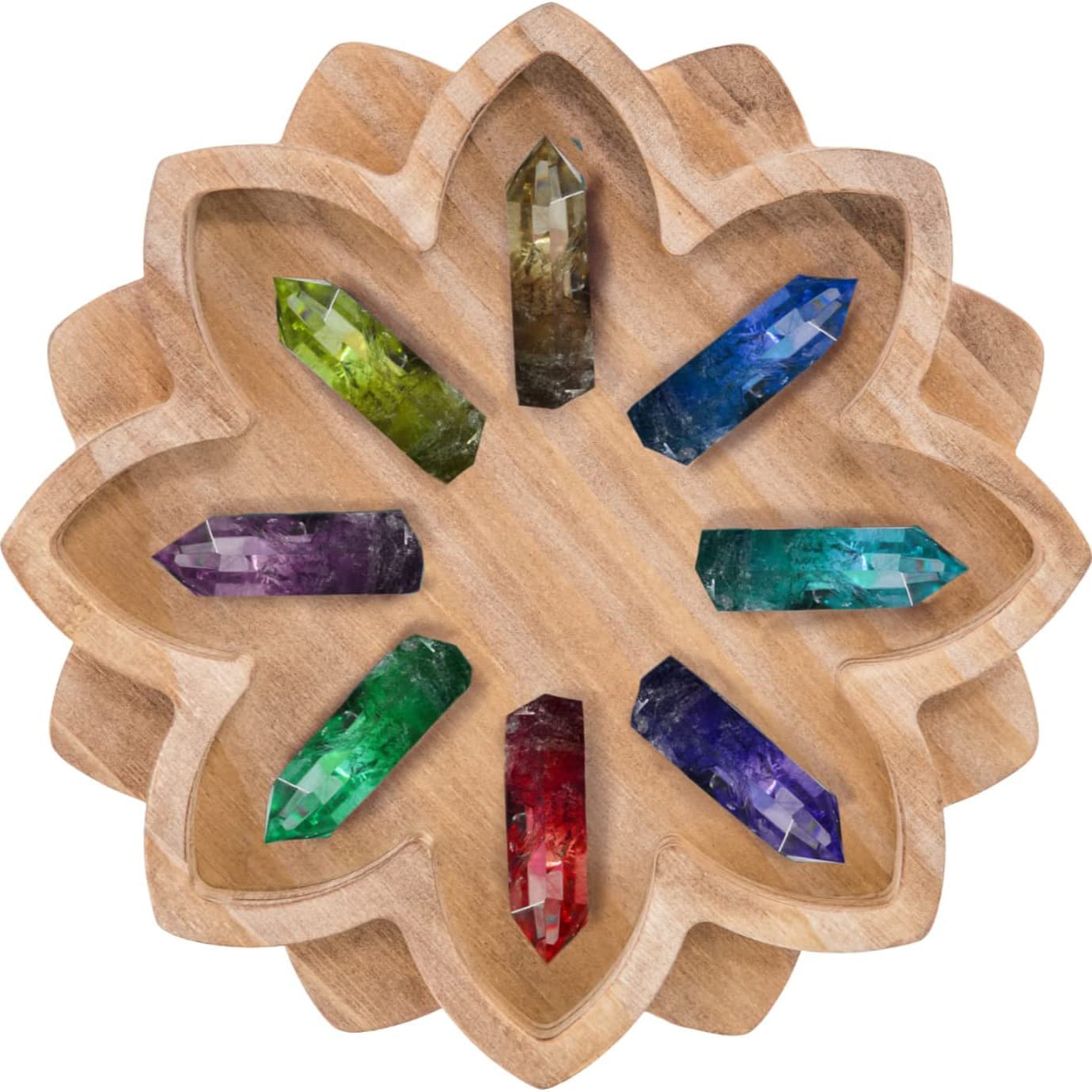 Lotus Shape Wooden Serving Tray for Desktop & Barware