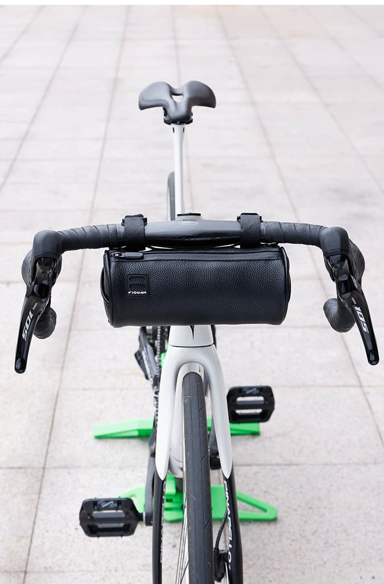 Large-Capacity Waterproof PU Leather Bicycle Bag — Black-1.8L
