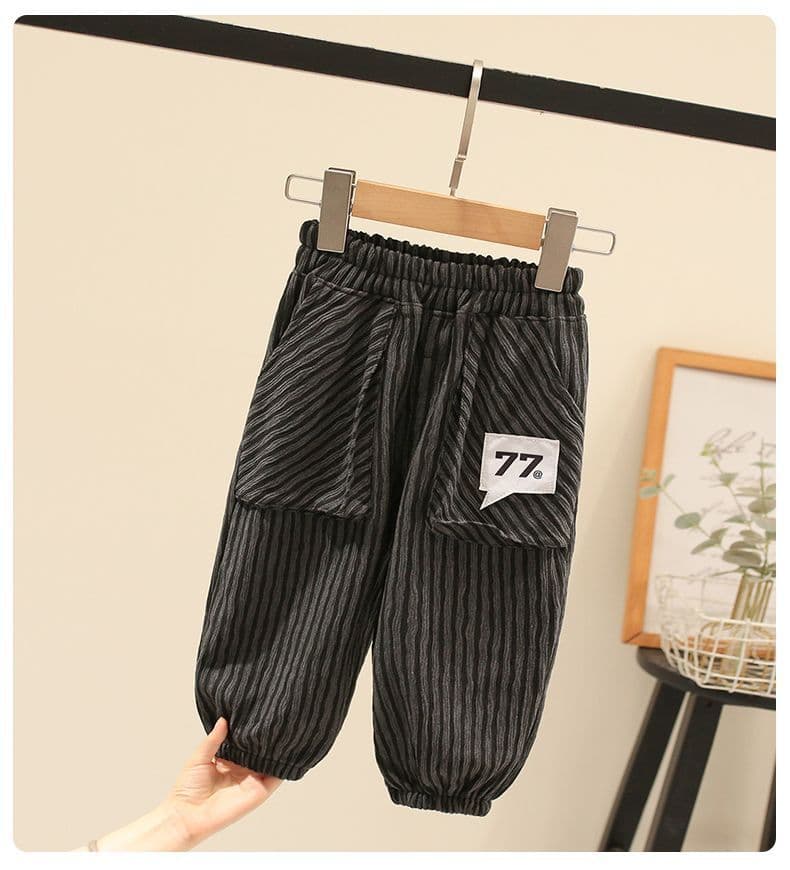 Boys' Striped Two-Piece Casual Hoodie and Pants Set