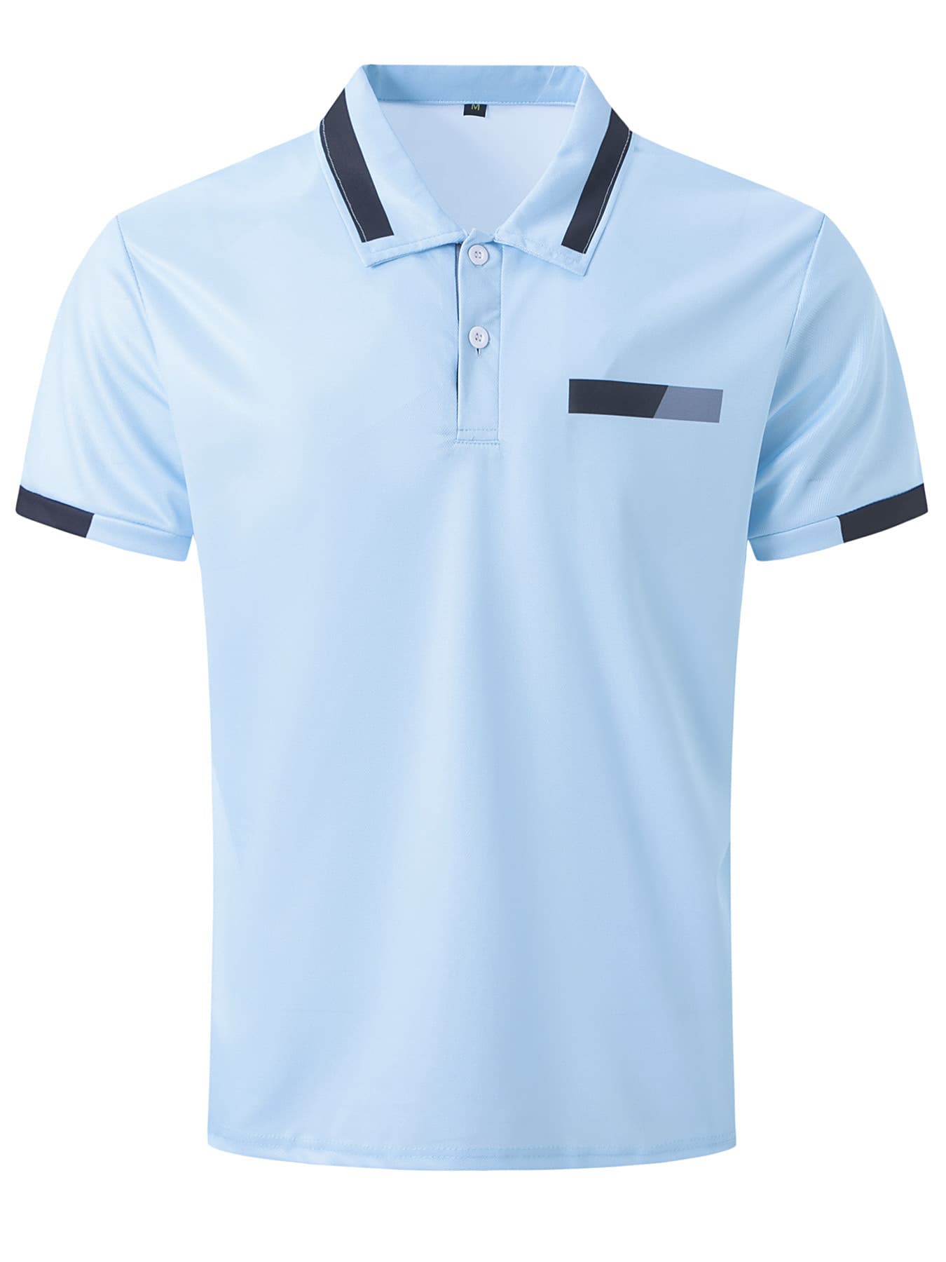 Men's Casual Polo Shirt Chest Faux Pocket Lapel Button Business T-shirt