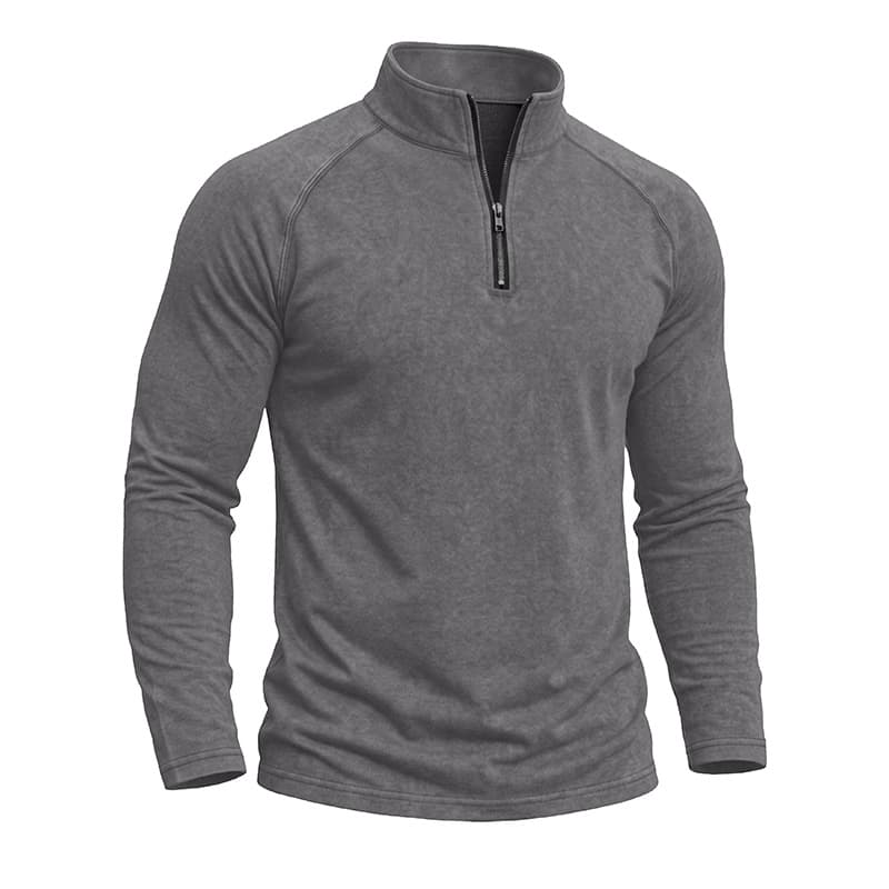 Retro Washed Long-sleeve Men's Distressed T-shirt