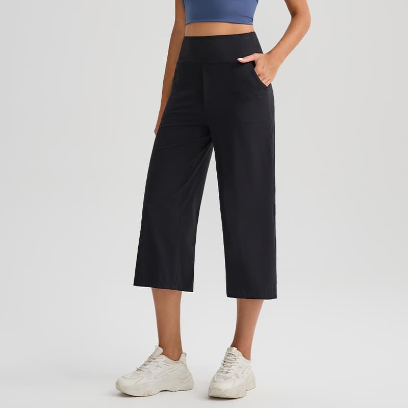 New Comfortable Loose-fit Yoga Capri Pants For Women — Black-10