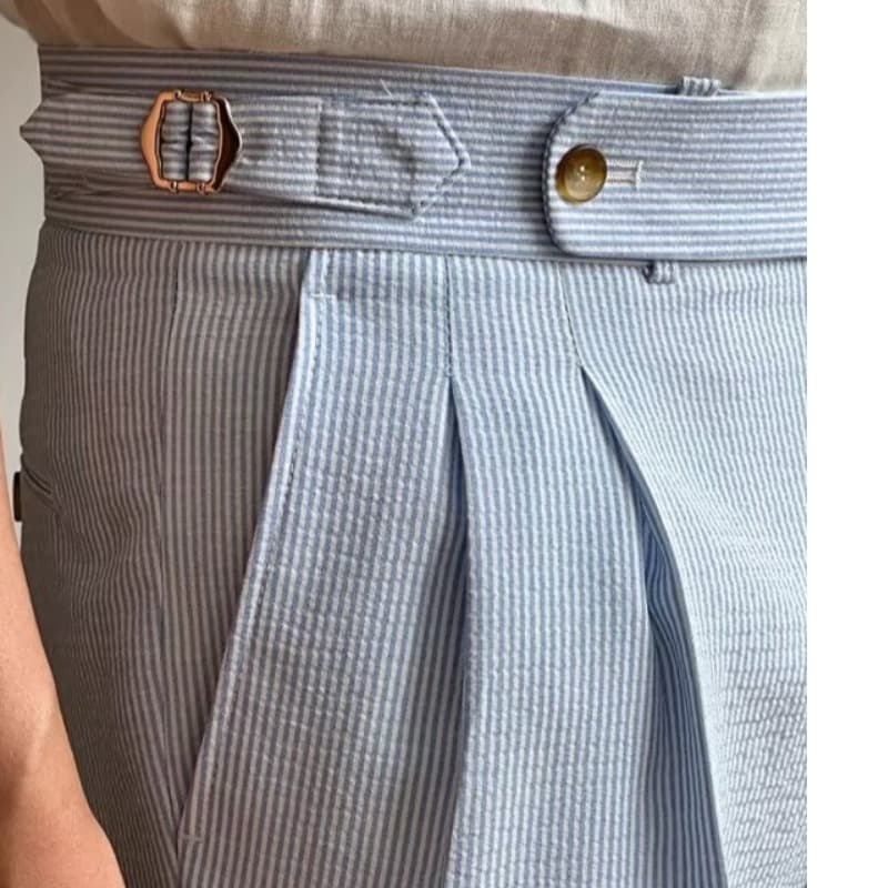 Men's Blue Striped Bubble Chino Trousers