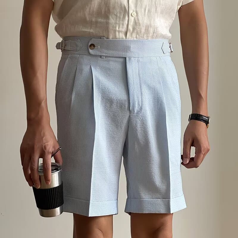 Men's Blue Striped Bubble Chino Trousers