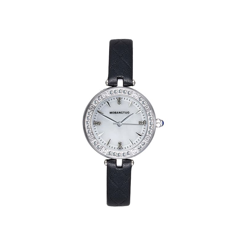 Women's Waterproof High-end Watch With Belt — Diamond Scale Black Belt