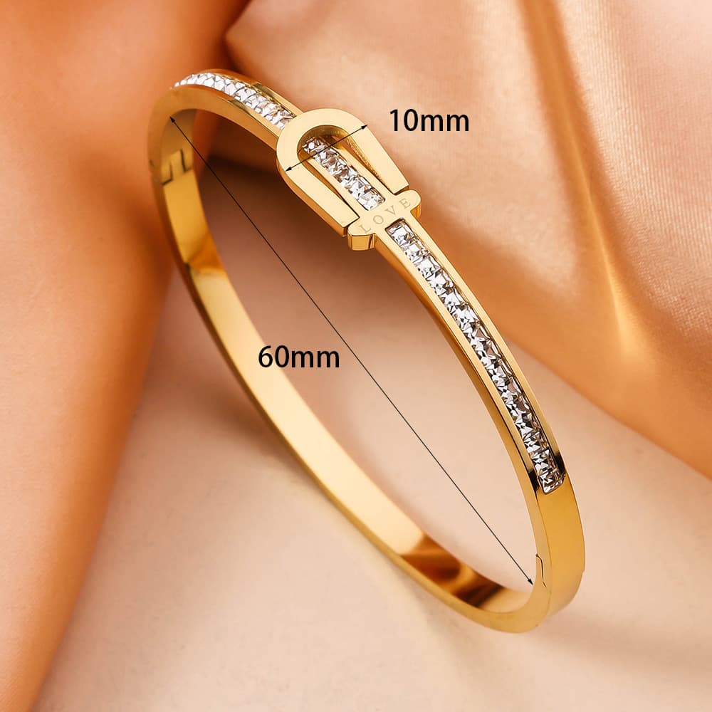 Gold Plating Exquisite Stainless Steel Bracelet Fashion Bracelet & Bangles For Women Lady Jewelry Charm Valentine's Gift — Gold