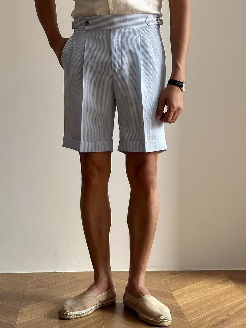 Men's Blue Striped Bubble Chino Trousers