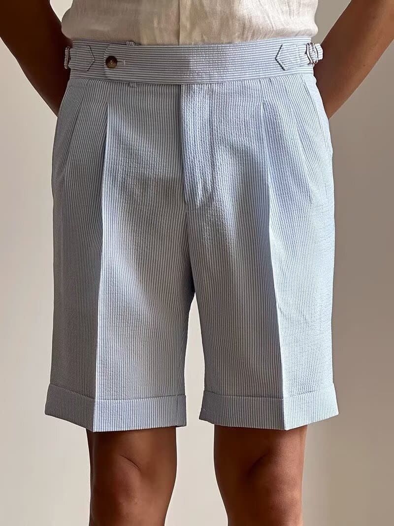 Men's Blue Striped Bubble Chino Trousers