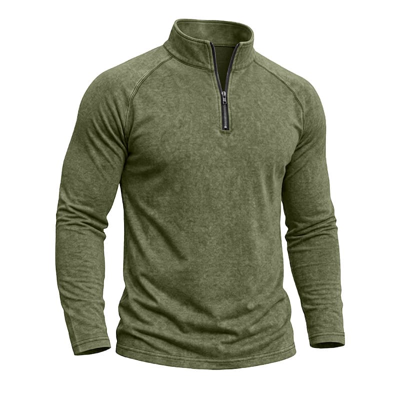 Retro Washed Long-sleeve Men's Distressed T-shirt