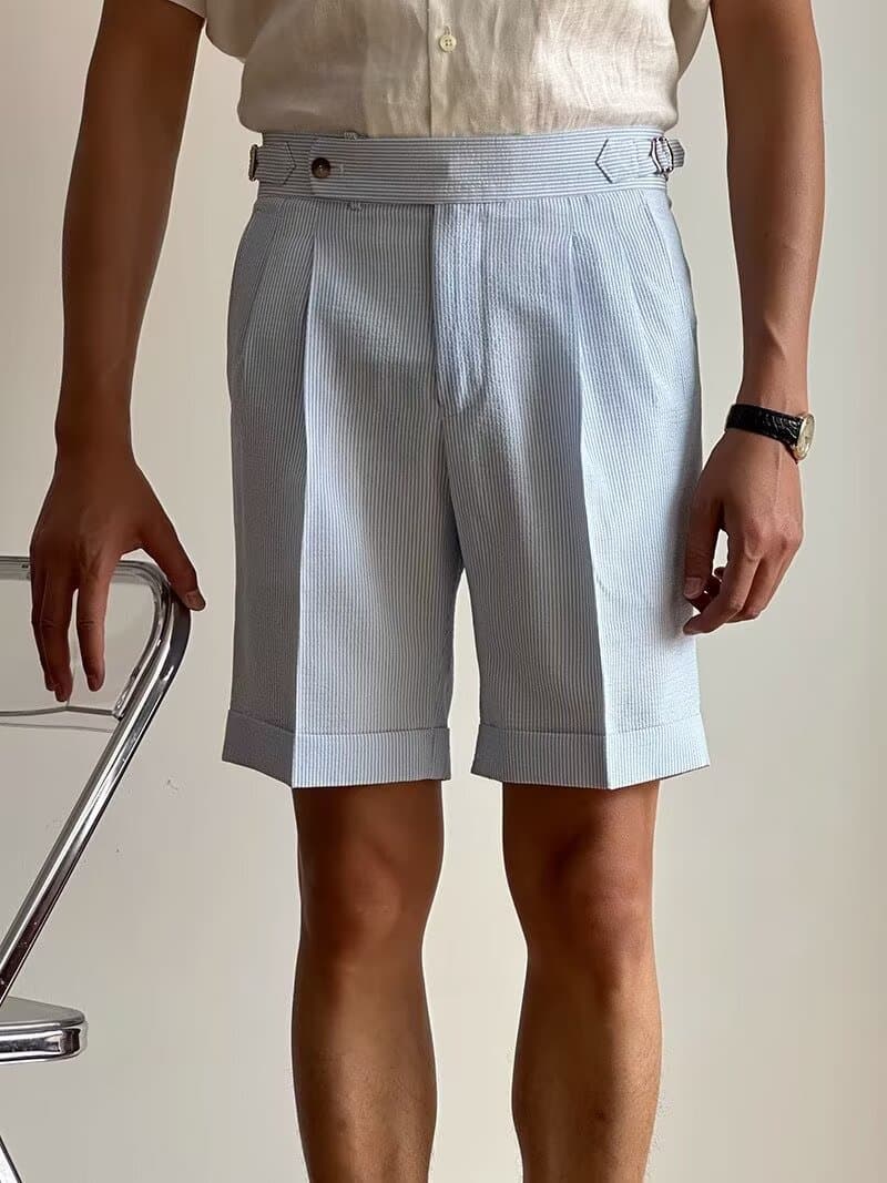 Men's Blue Striped Bubble Chino Trousers