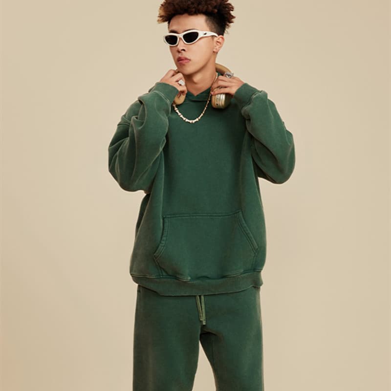 Men's retro washed hooded sweatshirt