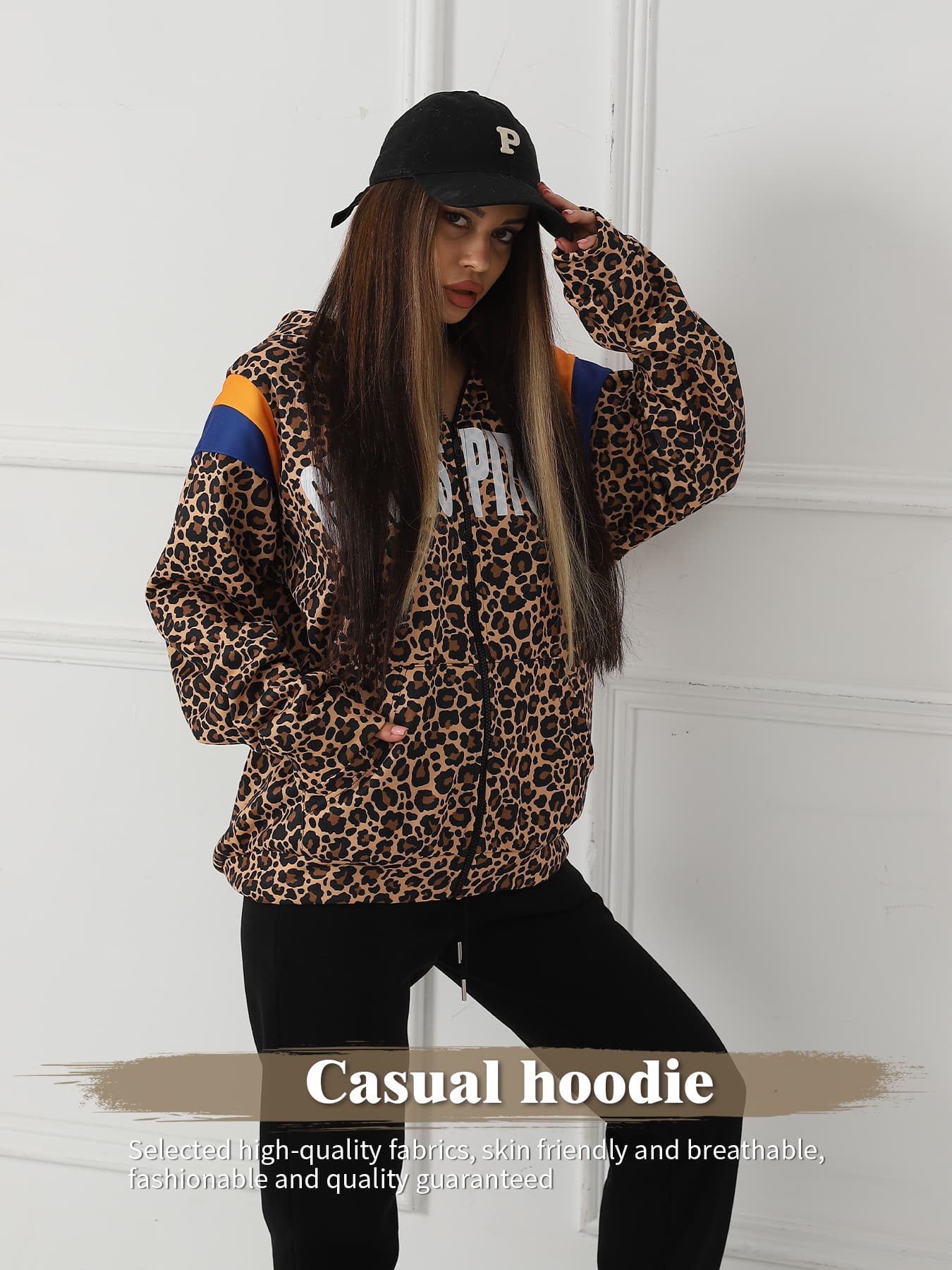 Women's leopard print long-sleeve sweatshirt