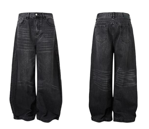 Niche Washed Distressed Loose Wide-leg Jeans