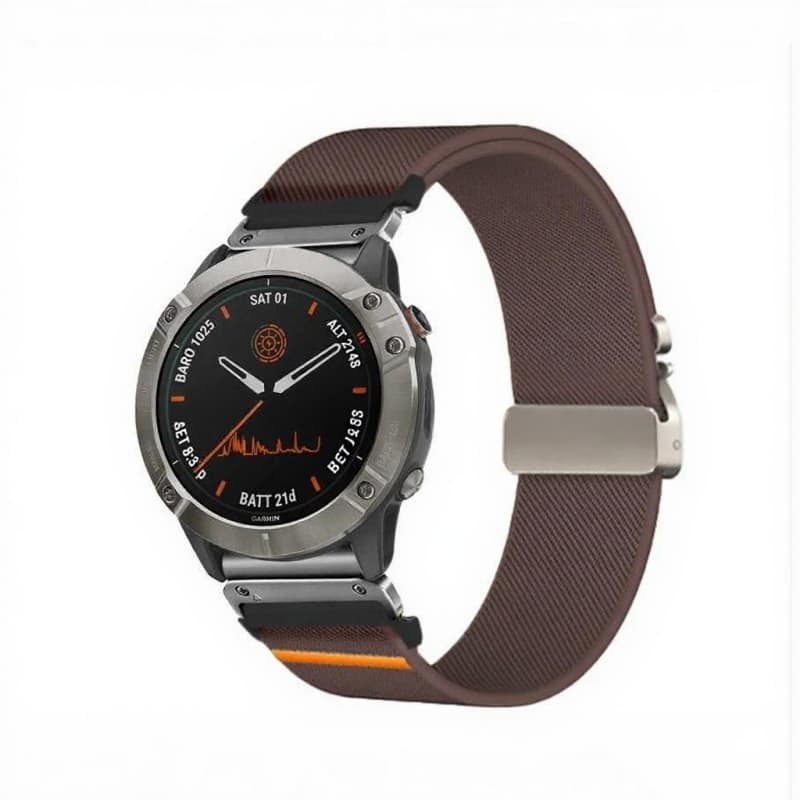 Elastic String Fabric Woven Men Watch Strap — Purple-22mm-Silvery