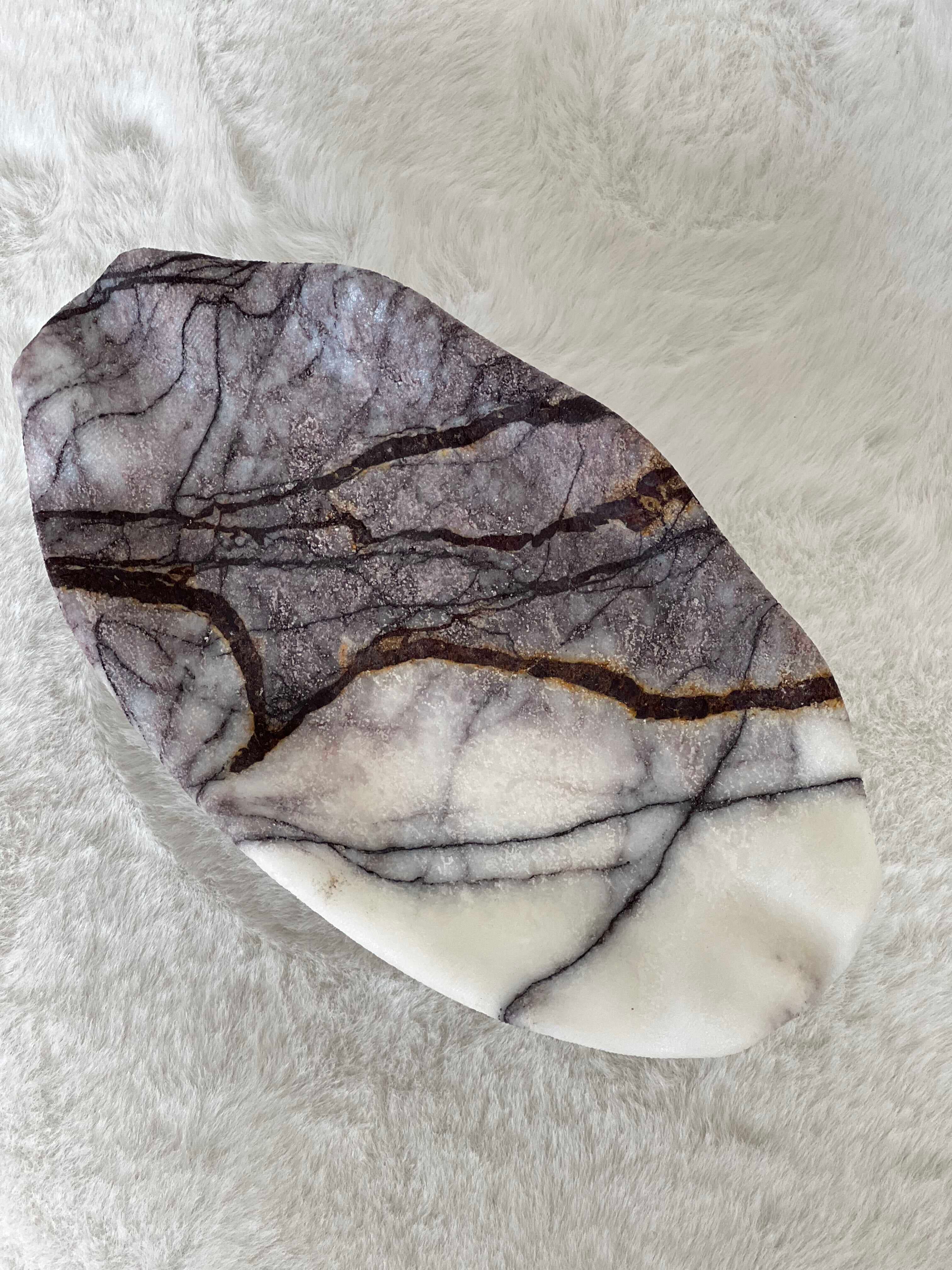 Natural Marble French Lace Footed Serving Tray Ornament