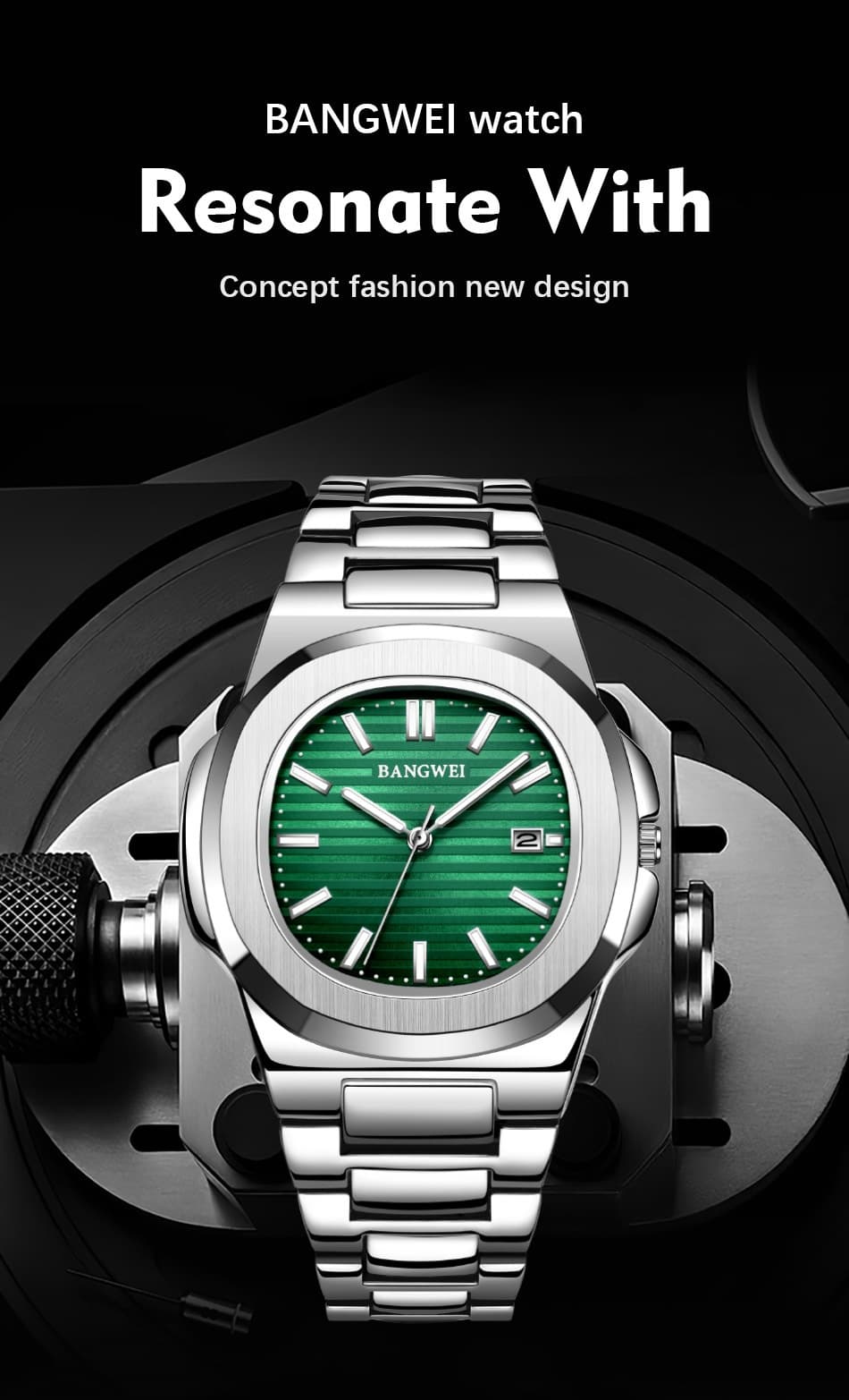 Men's Steel Calendar Luminous Watch with Belt Style - All Black