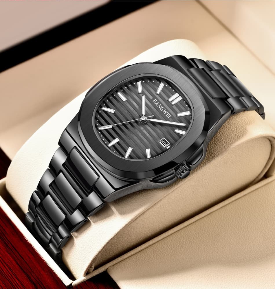 Men's Steel Calendar Luminous Watch with Belt Style - All Black