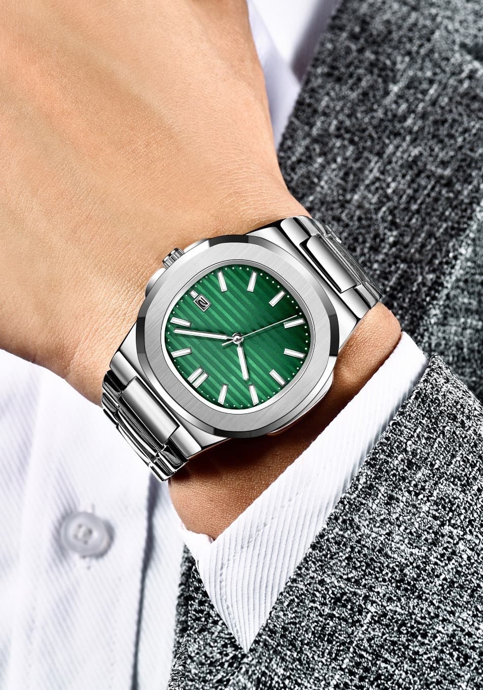 Fashion Steel Belt Calendar Luminous Watch Men