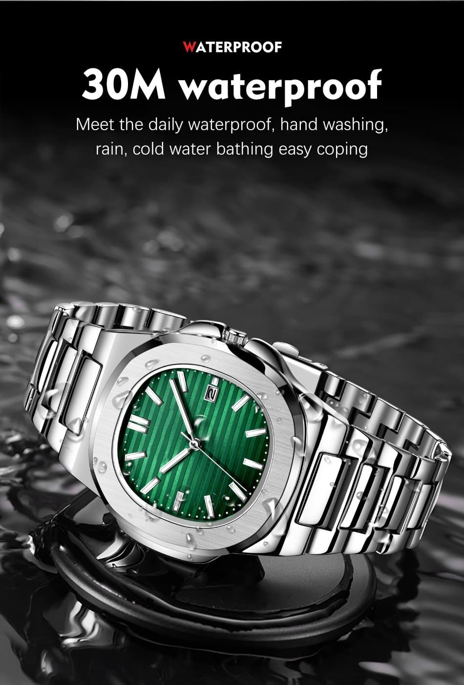 Fashion Steel Belt Calendar Luminous Watch Men