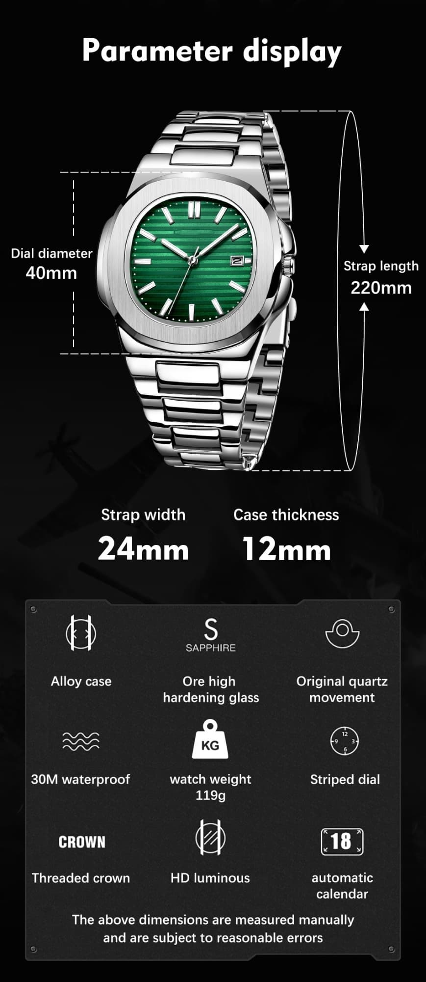 Fashion Steel Belt Calendar Luminous Watch Men