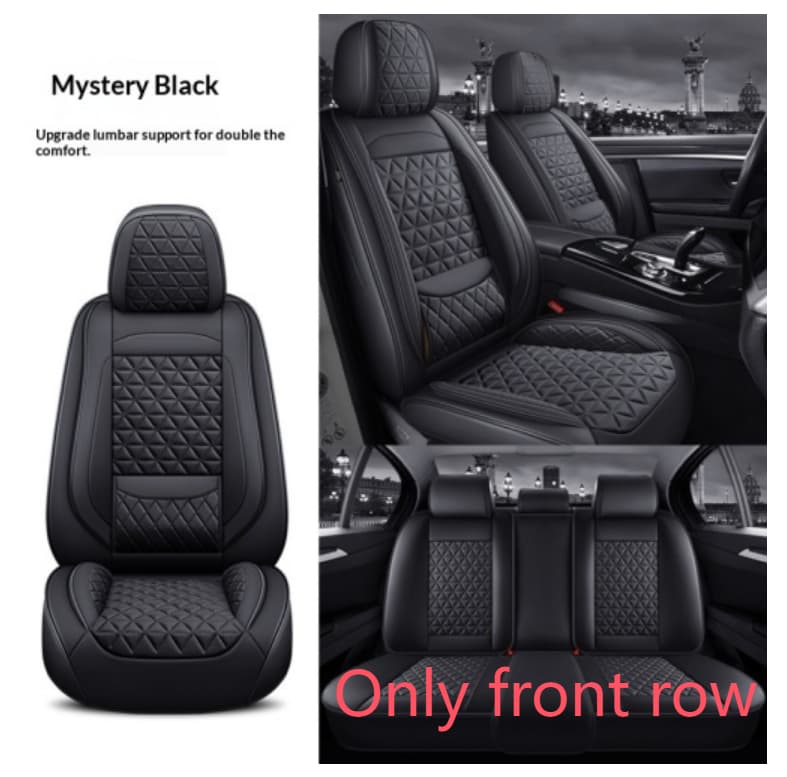 Car Full-wrap Seat Covers With Winged Cotton Padding — Mysterious Black-Only front row-Standard Fit with Fixed Waist