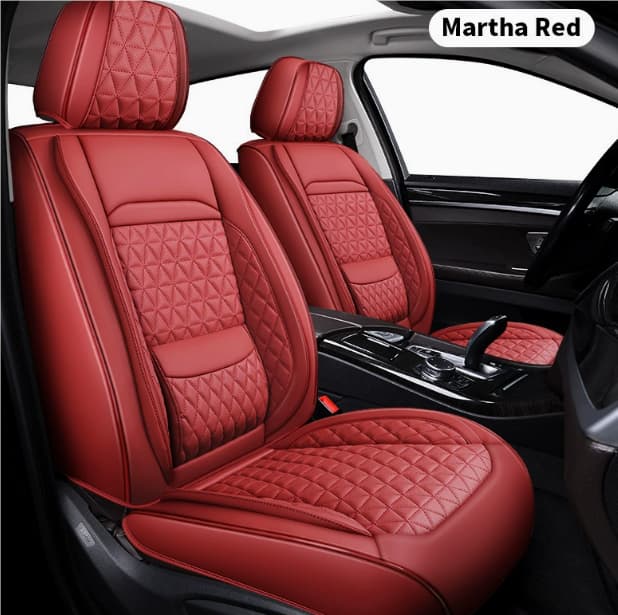 Car Full-wrap Seat Covers With Winged Cotton Padding — Martha Red-Seat Cover-Standard Fit with Fixed Waist