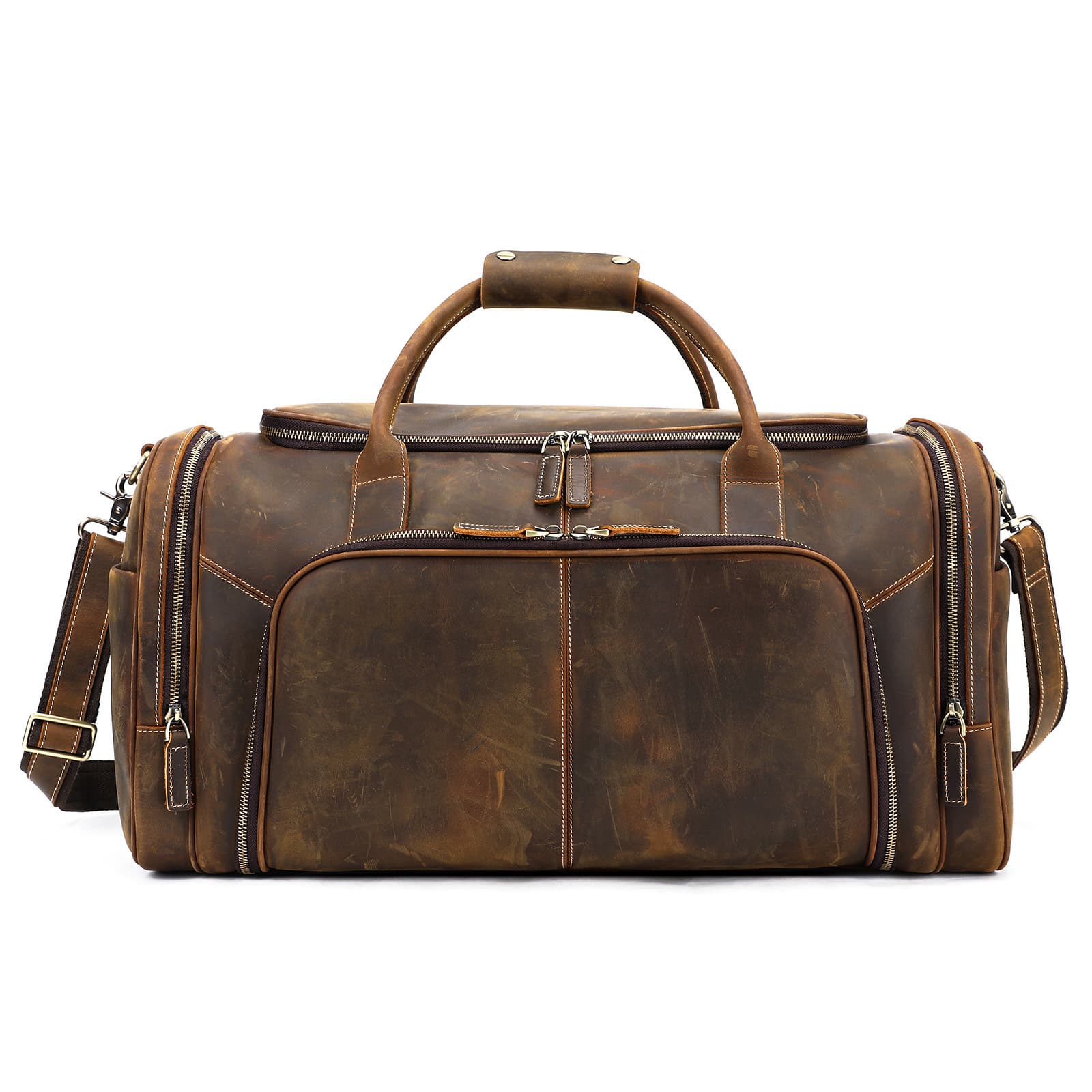 Mens Large-Capacity Casual Business Travel Bag — Coffee